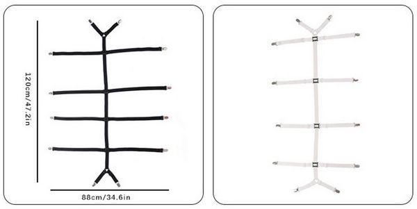 FELIXLEO Spannbettlaken Bettlakenspanner verstellbar elastisch mit Metallclip Weiß, (1 Stück)
