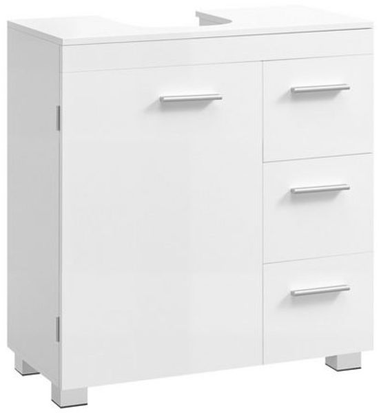 VASAGLE Badezimmerschrank, 30 x 60 x 64 cm, Waschbeckenunterschrank mit Füßen, weiß