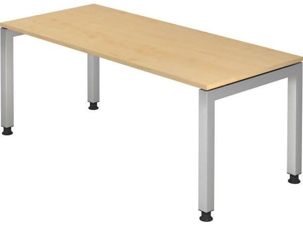 Schreibtisch JS19 U-Fuß eckig 180x80cm Ahorn Gestellfarbe: Silber