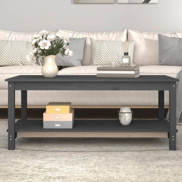 Couchtisch Grau 110 x 55 x 45 cm Massivholz Kiefer [822274]
