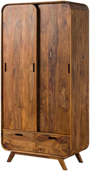 Kleiderschrank Sheesham 90x45x180 hellbraun lackiert MAILAND #110