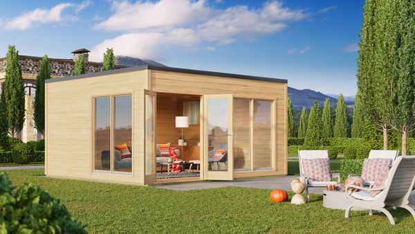 Fjordholz Gartenhaus Modell Q-BIC 44 B Lichtgrau