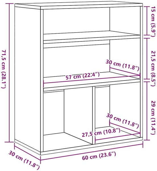 vidaXL Bücherregal Altholz-Optik 60x30x71,5 cm Holzwerkstoff 860317 Bild 9