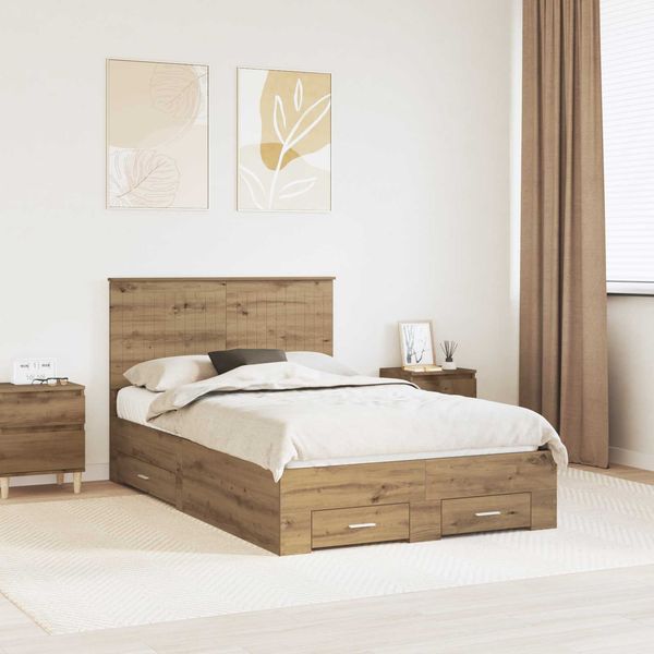 vidaXL Bettrahmen Artisan-Eiche 120 x 190 cm Holzwerkstoff 3411340