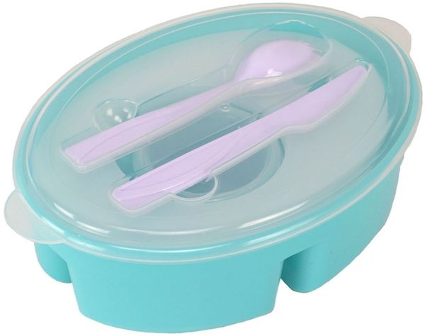 Lunchbox Bento Box Brotdose mit Besteck Soßenbecher Kühlakku Salatbox Türkis
