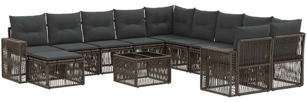 vidaXL Gartensofa-set 12 pcs Grau und Dunkelgrau Poly-Rattan 3435326