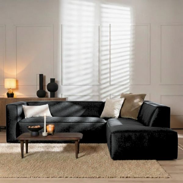 Bronx71 Ecksofa Memphis Samt anthrazit rechts