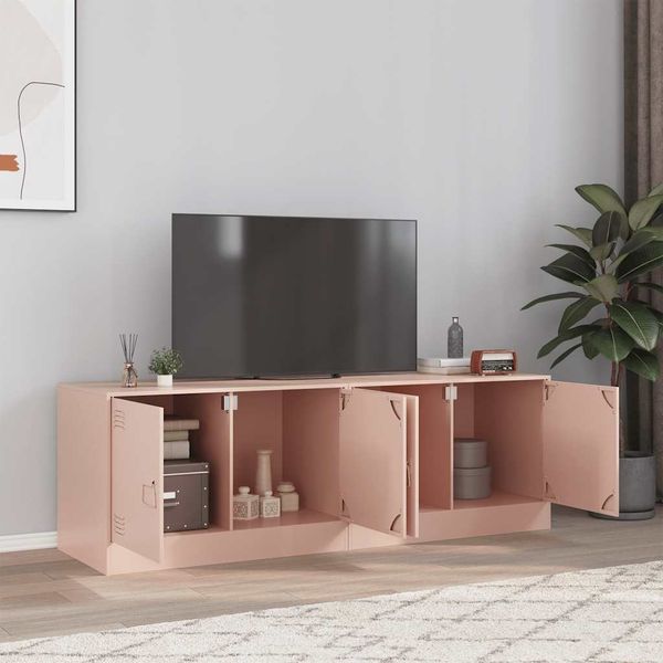 2 pcs TV-Schrank, Lowboard Rosa 67 x 39 x 44 cm Stahl