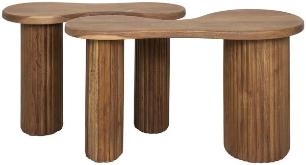 Couchtisch Jorai Akazie, organisches Design, modern, Braun, handgefertigtes 2er-Set