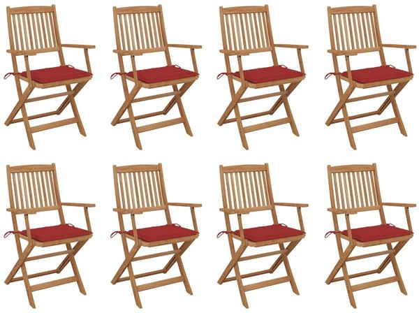 vidaXL Klappbare Gartenstühle mit Kissen 8 Stk. Massivholz Akazie 3075091