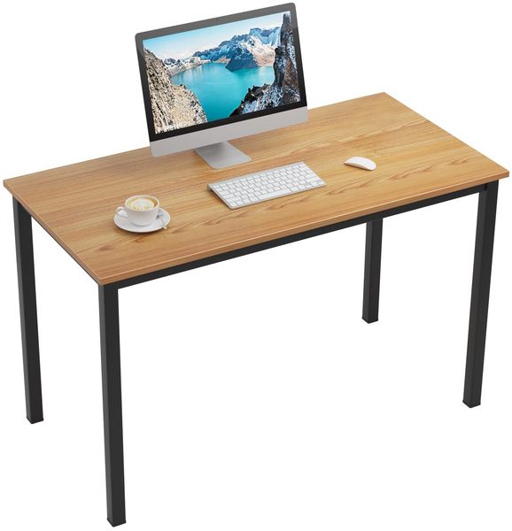 sogesfurniture Schreibtisch, Computertisch 100x60 cm, Büromöbel PC Tisch, Arbeitstisch Esstisch aus Holz und Metall, fürs Büro, Arbeitszimmer, einfache Montage, Teak und Schwarz