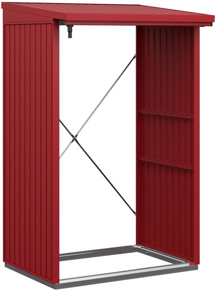 Hörmann Ecostar Metall Kaminholzregal Trend Typ 1, 123 x 103 cm, purpurrot, 123 x 103 x 198 cm (T x B x H)