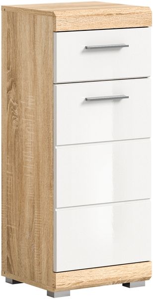 Badschrank Lambada - Sonoma Eiche / Weiß Hochglanz