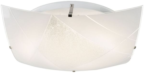 LED Deckenlampe, Muster, Glas weiß, quadratisch, L 40 cm