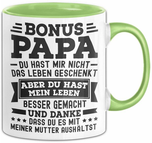 Trendation Tasse Bonus Papa Tasse Geschenk Stiefpapa Geschenkidee Für Stiefvater Du H