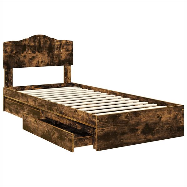 vidaXL Aufbewahrungsbett Geräucherte Eiche 90 x 190 cm Holzwerkstoff 3413142 Bild 5