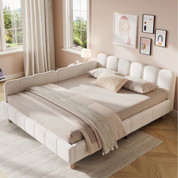 MODFU Polsterbett Inklusive Rausfallschutz für mehr Sicherheit (Packung, 2-tlg, aus Samt Stabile Massivholzbeine, geeignet für Kinder & Jugendliche), 140x200 cm mit variablen Armlehnen und Lattenrost(mit Matratze)
