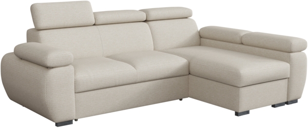 Ecksofa Boston Mini mit Schlaffunktion, Bettkasten, Einstellbare Kopfstützen (Farbe: Aragon 03, Seite: Rechts, 2r+LC)