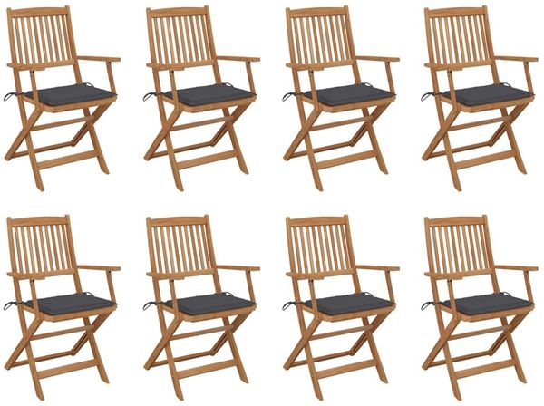 vidaXL Klappbare Gartenstühle mit Kissen 8 Stk. Massivholz Akazie 3075085