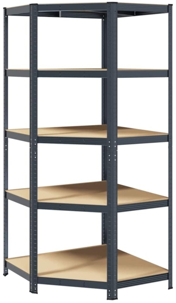 vidaXL Eckregal mit 5 Böden Anthrazit Stahl & Holzwerkstoff 4016965