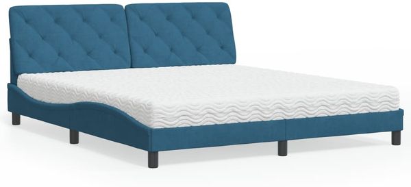 vidaXL Bett mit Matratze Blau 180x200 cm Samt 3208674