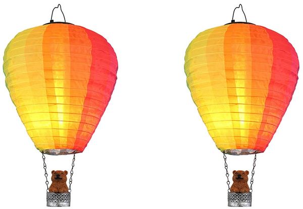 2x LED Solarleuchte, Heißluftballon, Feuer Effekt, IP44