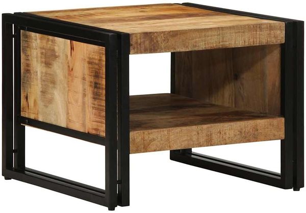 Couchtisch, Sofatisch 50x50x38 cm Raues Massivholz Mango
