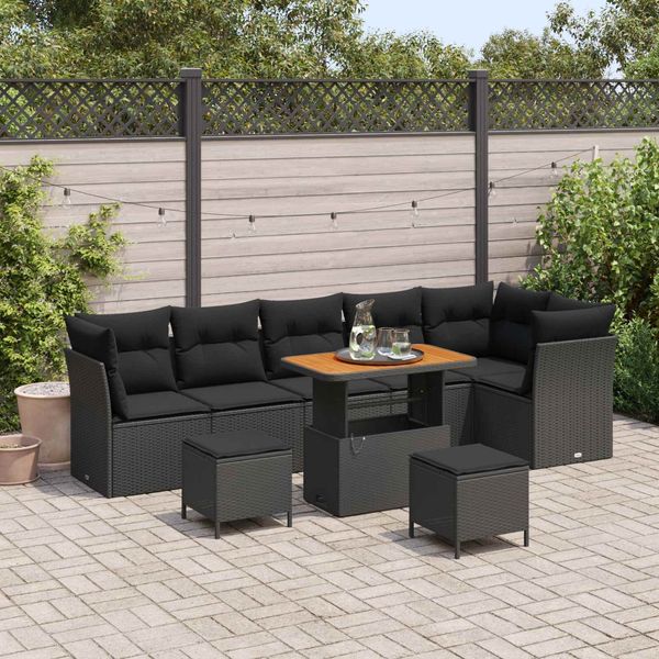 vidaXL Gartensofa-set 9 pcs Schwarz Poly-Rattan 3361504