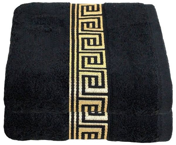 Julie Julsen Duschtücher 2-Duschtücher-SCHWARZ-GOLD-Duschtuch 70 x 140 cm, Baumwolle (2-St)