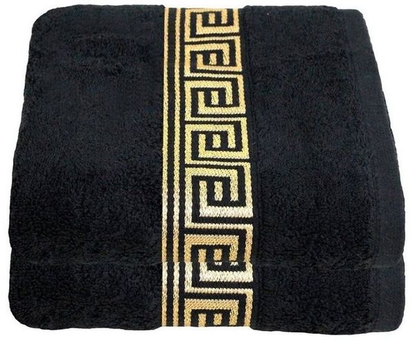 Julie Julsen Duschtücher 2-Duschtücher-SCHWARZ-GOLD-Duschtuch 70 x 140 cm, Baumwolle (2-St)