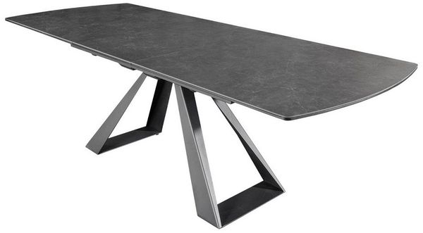 riess-ambiente Esstisch CONCORD 180-230cm graphit – Keramikplatte, schwarzes Metallgestell (Einzelartikel, 1-St), ausziehbar für flexible Nutzung – ideal für 6–10 Personen