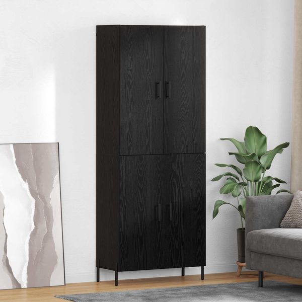 Highboard, BuffetSchrank, Büroschrank Schwarz Eichen-Optik 69,5 x 34 x 180 cm Holzwerkstoff