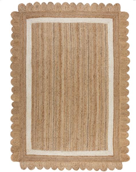 KADIMA DESIGN Teppich Handarbeit Jute Teppich Grace, 100% Nachhaltig, Rechteckig, Höhe: 7 mm, Poldichte: 3000 g/qm, Pflegeleicht, Küchenteppich, Kurzflor