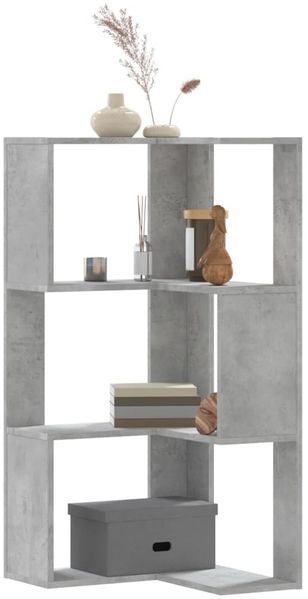 vidaXL Eck-Bücherregal 3 Böden Betongrau 50x50x102 cm Holzwerkstoff 852594