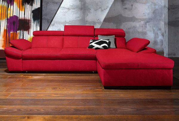 exxpo - sofa fashion Ecksofa Salerno, klassisch modernes Funktionssofa, hoher Sitzkomfort, L-Form, inkl. Kopf- und Armteilverstellung, wahlweise mit Bettfunktion