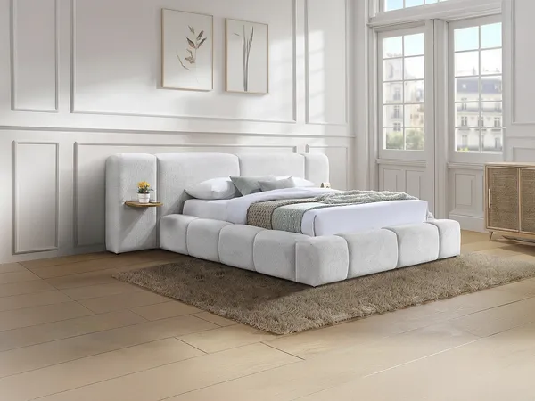 Vente-unique - VILACO Bett Stoff Beige - B 320 cm x H 100,5 cm x L 246 cm