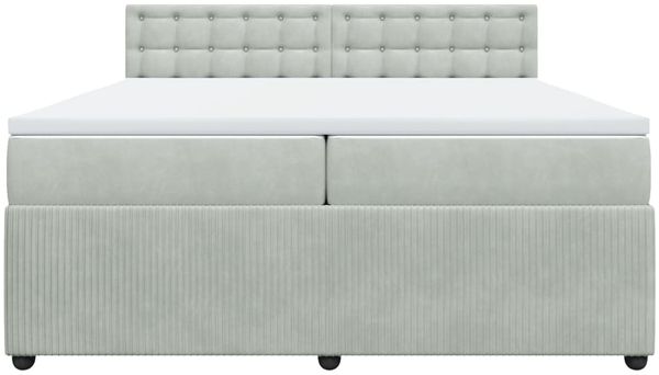 vidaXL Boxspringbett mit Matratze Hellgrau 200x200 cm Samt 3290142 Bild 6