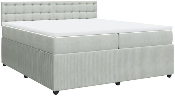vidaXL Boxspringbett mit Matratze Hellgrau 200x200 cm Samt 3290142 Bild 3