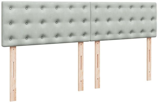 vidaXL Boxspringbett mit Matratze Hellgrau 200x200 cm Samt 3290142 Bild 9