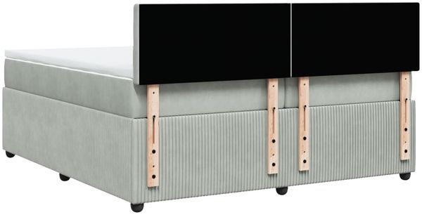 vidaXL Boxspringbett mit Matratze Hellgrau 200x200 cm Samt 3290142 Bild 8
