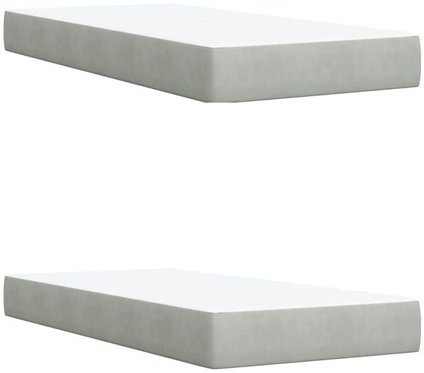 vidaXL Boxspringbett mit Matratze Hellgrau 200x200 cm Samt 3290142 Bild 11