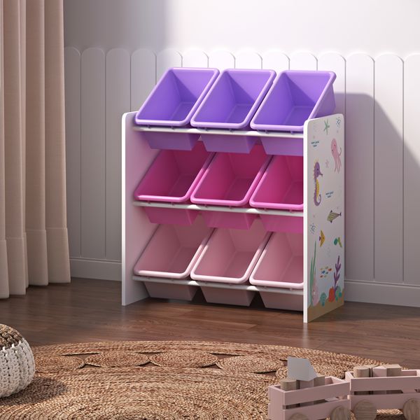 Kinderregal Muxía Ozean-Motiv Weiß / Rosa / Lila [en. casa]