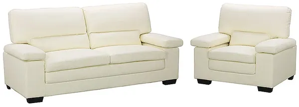 Vente-unique - MIMAS Sofa and armchair set Leder Weiß - B 89 cm x H 97 cm x L 210 cm112 cm
