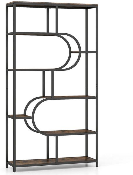 COSTWAY Bücherregal, 5-stöckiges Standregal geometrisch Metallrahmen 30x95x175cm
