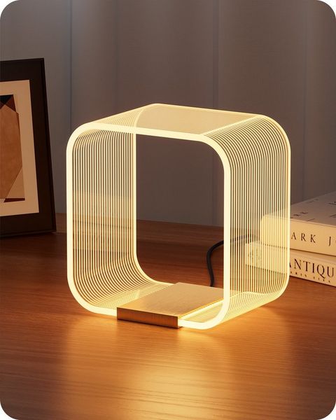 EDISHINE LED Nachttischlampe Dimmbar, Moderne Tischlampe, LED fest integriert, 3 Farbtemperaturen, mit Versteckter Lasergravur, Nachtlicht für Schlafzimmer, Wohnzimmer