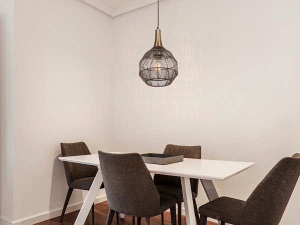 LED Pendelleuchte mit Drahtgeflecht Lampenschirm Altmessing, Ø 26cm