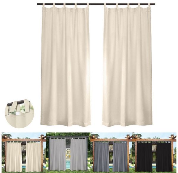 BTTO V&G Vorhang Outdoor Wetterfest 1/2er Set Schlaufengardine Klebriges Tab-Top (2 St), Balkon Gardinen Verdunkelungsvorhänge,Pavillon Strandhaus (1/2 Panele)