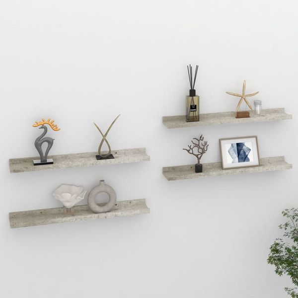 vidaXL Wandregale 4 Stk. Betongrau 60x9x3 cm 326705