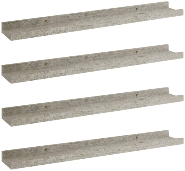 vidaXL Wandregale 4 Stk. Betongrau 60x9x3 cm 326705