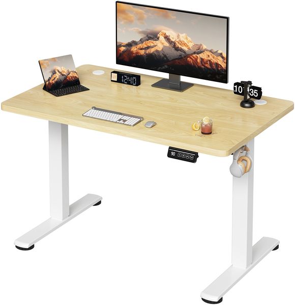 Devoko Hohenverstellbarer Schreibtisch Holzwerkstoff Beige 100 x 60 x 73-118 cm Bild 2